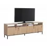 Sunpan Ambrose Modular Media Console in Cabinet in Rustic Oak and Black - Angled View - Sunpan Ambrose Modular Media Console in Cabinet in Rustic Oak and Black - Angled View