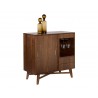 Sunpan Caven Bar Cabinet In Walnut - Angled wit hDecor