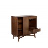 Sunpan Caven Bar Cabinet In Walnut - Opened Cabinet