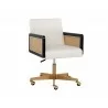 Sunpan Claudette Office Chair in Linoso Ivory - Angled - Sunpan Claudette Office Chair in Linoso Ivory - Angled