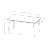 Utopia 62.99" Modern Beveled Rectangular Dining Table with Glass Top in White Gloss and Marble - Dimensions