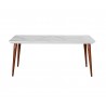 Utopia 62.99" Modern Beveled Rectangular Dining Table with Glass Top in White Gloss and Marble - Front