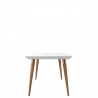 Utopia 62.99" Modern Beveled Rectangular Dining Table with Glass Top in White Gloss and Marble - Side