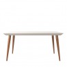 Utopia 62.99" Modern Beveled Rectangular Dining Table with Glass Top in Off White and Marble - Front