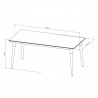 Utopia 70.86" Modern Beveled Rectangular Dining Table with Glass Top - Dimensions