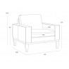 Sunpan Davilo Armchair in Light Grey Leather - Dimensions