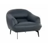 Sunpan Armani Armchair in Midnight Blue Leather - Angled - Sunpan Armani Armchair in Midnight Blue Leather - Angled