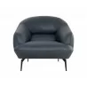 Sunpan Armani Armchair in Midnight Blue Leather - Front - Sunpan Armani Armchair in Midnight Blue Leather - Front