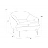 Sunpan Armani Armchair in Midnight Blue Leather - Dimensions