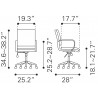 Zuo Modern Partner Office Chair White - With Dimensions