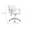 Zuo Modern Partner Office Chair White - With Dimensions