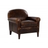 Sunpan Bastoni Lounge Chair in Chocolate Leather - Angled