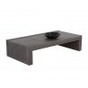 Sunpan Barella Coffee Table in Vintage Charcoal Leather - Angled with Decor