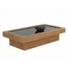 Sunpan Azelia Coffee Table in Camel Leather - Angled View - Sunpan Azelia Coffee Table in Camel Leather - Angled View