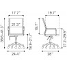 Zuo Modern Auction Office Chair in Vintage Black - Dimensions Sheet