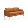 Zuo Modern Decade Sofa in Brown - With Dimension