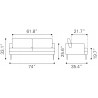 Zuo Modern Decade Sofa in Brown - Dimension Sheet