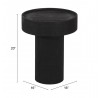 Zuo Modern Watson Side Table in Black - With Dimension