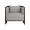 Sunpan Chloe Lounge Chair in Dark Brown And Linoso Light Grey - Front - Sunpan Chloe Lounge Chair in Dark Brown And Linoso Light Grey - Front