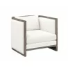 Sunpan Chloe Lounge Chair in Ash Grey And Linoso Ivory - Angled - Sunpan Chloe Lounge Chair in Ash Grey And Linoso Ivory - Angled