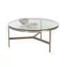 Sunpan Flato Coffee Table - Antique Brass - Front Side Angle with Decor - Sunpan Flato Coffee Table - Antique Brass - Front Side Angle with Decor