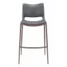 Zuo Modern Ace Barstool in Dark Gray and Walnut - Front - Zuo Modern Ace Barstool in Dark Gray and Walnut - Front