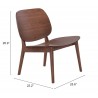 Zuo Modern Priest Lounge Chair Walnut - With Dimensions