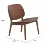 Zuo Modern Priest Lounge Chair Walnut - With Dimensions - Zuo Modern Priest Lounge Chair Walnut - With Dimensions