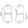 Zuo Modern Priest Lounge Chair Walnut - Dimension Sheet