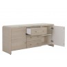 Sunpan Atherton Sideboard in Sand - Angled with Opened Drawer