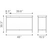 Zuo Modern Saber Console Table in Multicolor - Dimension Sheet