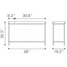 Zuo Modern Saber Console Table in Multicolor - Dimension Sheet - Zuo Modern Saber Console Table in Multicolor - Dimension Sheet