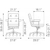 Zuo Modern Smiths Office Chair Yellow - Dimension Sheet
