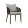 Capri Dining Armchair In Smoke Grey And Copacabana Marble - Angled