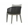 Capri Dining Armchair In Smoke Grey And Copacabana Marble - Back Angled