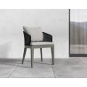 Capri Dining Armchair In Smoke Grey And Copacabana Marble - Lifestyle