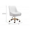 Zuo Modern Madelaine Office Chair in White and Gold - Dimension Sheet