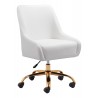 Zuo Modern Madelaine Office Chair in White and Gold - Angled