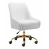 Zuo Modern Madelaine Office Chair in White and Gold - Angled - Zuo Modern Madelaine Office Chair in White and Gold - Angled