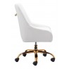 Zuo Modern Madelaine Office Chair in White and Gold - Side View
