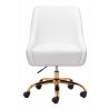 Zuo Modern Madelaine Office Chair in White and Gold - Front View
