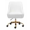 Zuo Modern Madelaine Office Chair in White and Gold - Front View - Zuo Modern Madelaine Office Chair in White and Gold - Front View