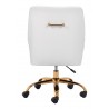 Zuo Modern Madelaine Office Chair in White and Gold - Back View