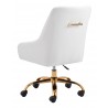 Zuo Modern Madelaine Office Chair in White and Gold - Back Angled