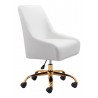 Zuo Modern Madelaine Office Chair in White and Gold - Side Angled