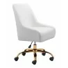 Zuo Modern Madelaine Office Chair in White and Gold - Side Angled - Zuo Modern Madelaine Office Chair in White and Gold - Side Angled