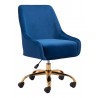 Zuo Modern Madelaine Office Chair Navy Blue and Gold - Angled