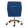 Zuo Modern Madelaine Office Chair Navy Blue and Gold - Back View