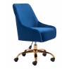 Zuo Modern Madelaine Office Chair Navy Blue and Gold - Side Angled