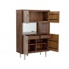 Sunpan Chamberlaine Highboard - Angled with Opened Decor